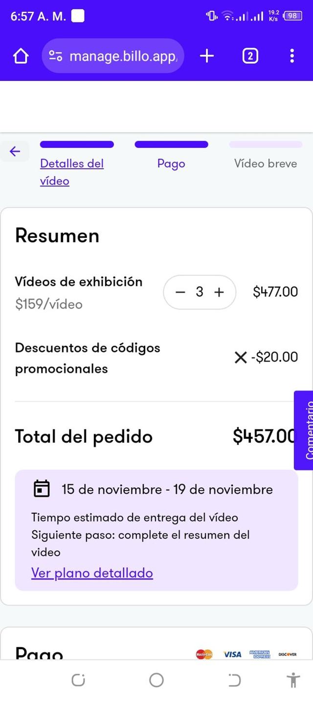 Billo checkout page showing Billo promo code box | Screenshot taken by SimplyCodes community member on Nov 7, 2023