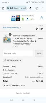 STOCKSPROM coupon verification screenshot