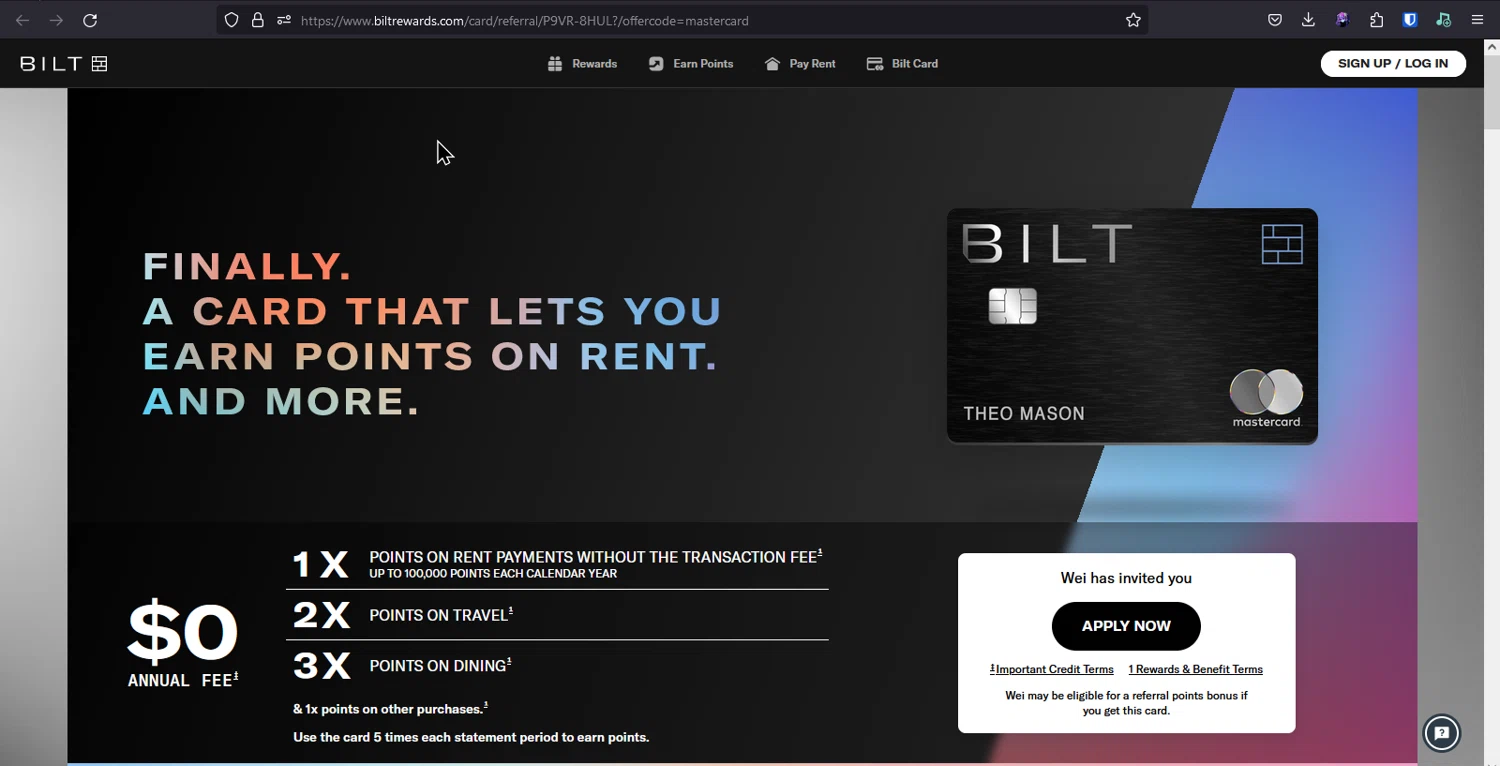 Bilt Rewards checkout page showing Bilt Rewards promo code box | Screenshot taken by SimplyCodes community member on Dec 5, 2023