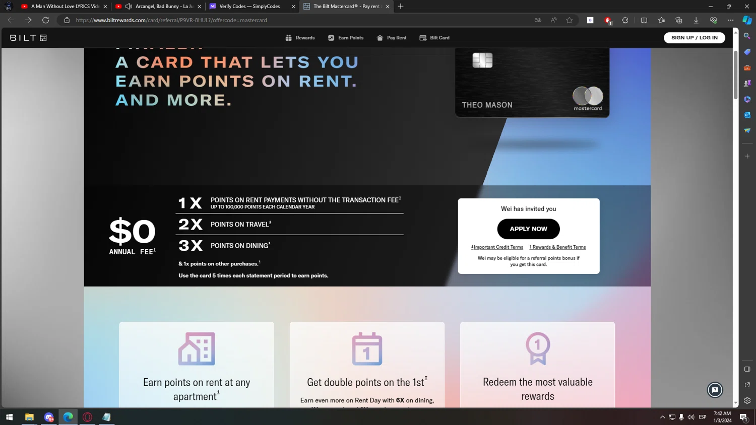 Bilt Rewards checkout page showing Bilt Rewards promo code box | Screenshot taken by SimplyCodes community member on Jan 3, 2024