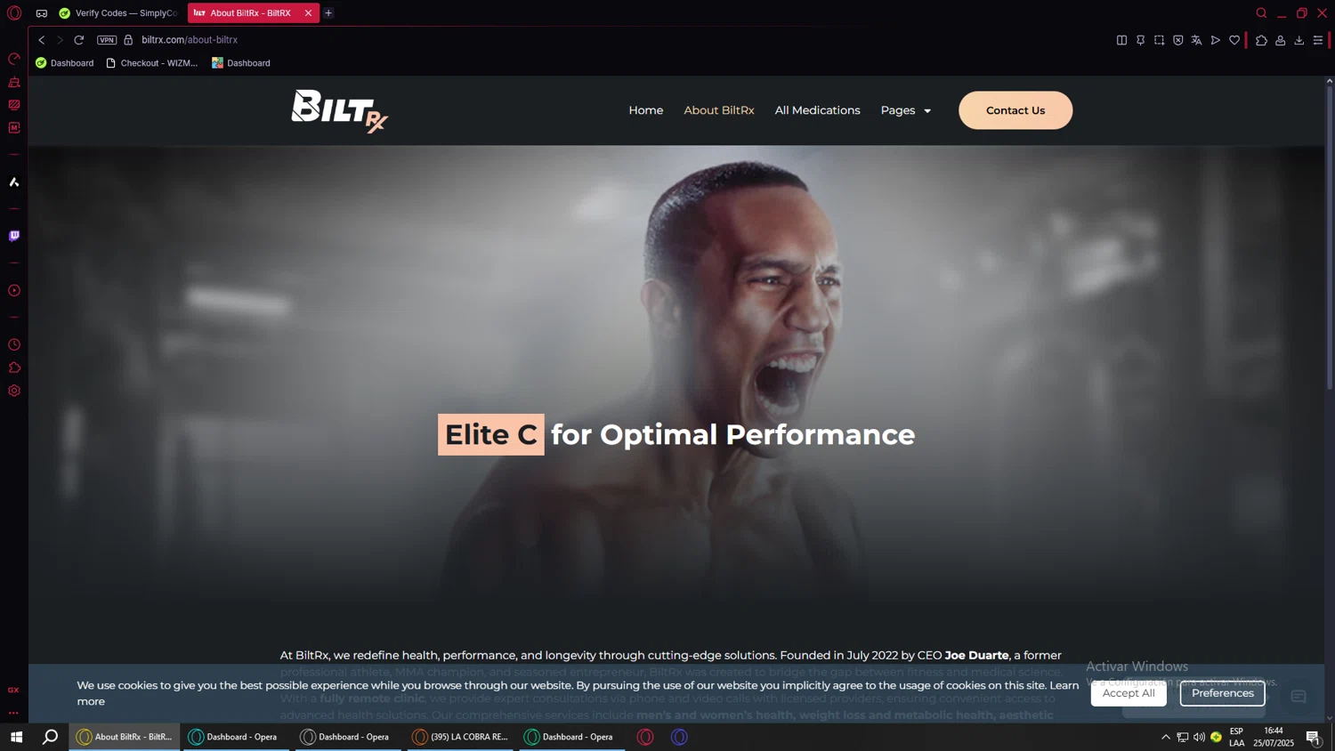 BiltRx promo code screenshot showing code bilt20 applied at BiltRx checkout page. Uploaded by SimplyCodes community member lilfeli on Jul 25, 2025