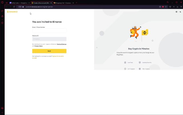 Binance checkout page showing Binance promo code box | Screenshot taken by SimplyCodes community member on Jun 18, 2023