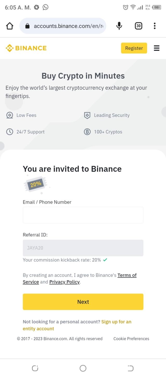 Binance checkout page showing Binance promo code box | Screenshot taken by SimplyCodes community member on Jun 18, 2023