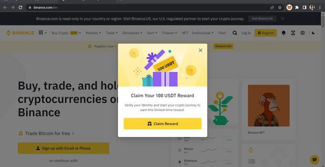 Binance checkout page showing Binance promo code box | Screenshot taken by SimplyCodes community member on Jun 20, 2023