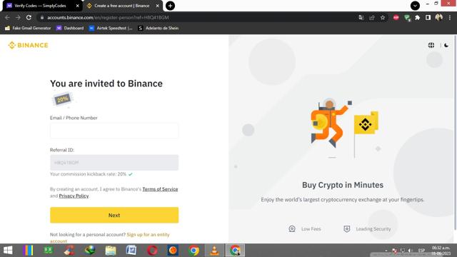 Binance checkout page showing Binance promo code box | Screenshot taken by SimplyCodes community member on Jun 18, 2023