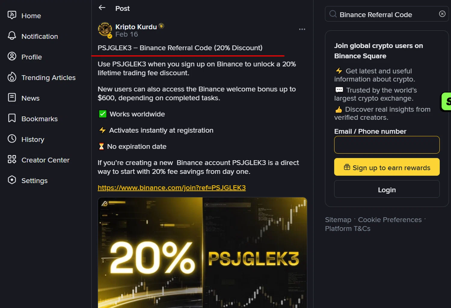 Binance NFT promo code screenshot showing code PSJGLEK3 applied at Binance NFT checkout page. Uploaded by SimplyCodes community member paola49520 on Feb 18, 2026
