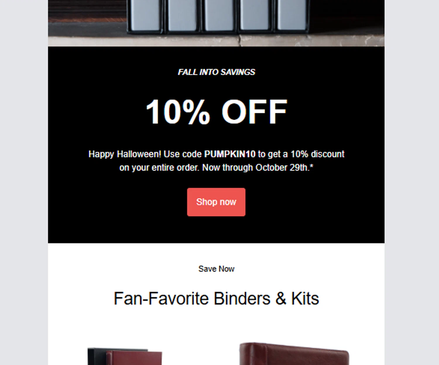 Bindertek promo code screenshot showing code PUMPKIN10 applied at Bindertek checkout page. Uploaded by SimplyCodes community member ______________ on Oct 27, 2025