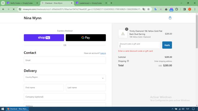 Bingo Blitz checkout page showing Bingo Blitz promo code box | Screenshot taken by SimplyCodes community member on Feb 17, 2024