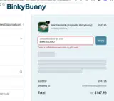 Binkybunny coupon verification screenshot