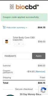 PAMBAM15 coupon verification screenshot