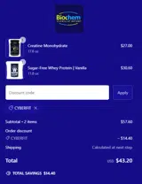 Biochem coupon verification screenshot
