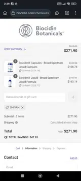 SHIVAN coupon verification screenshot