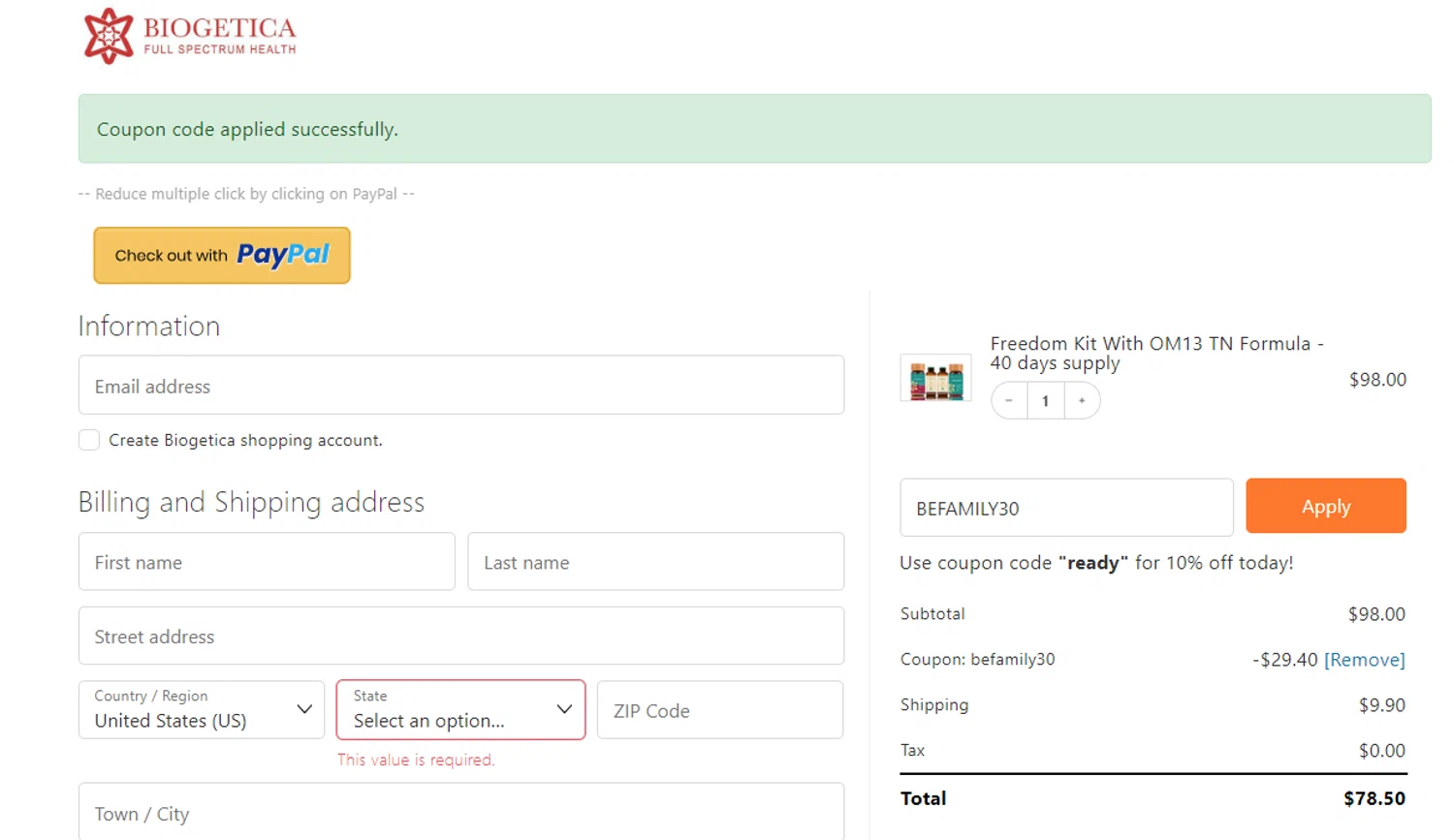 how to use Biogetica coupons