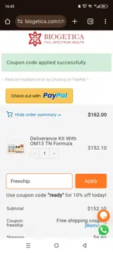 Freeship coupon verification screenshot