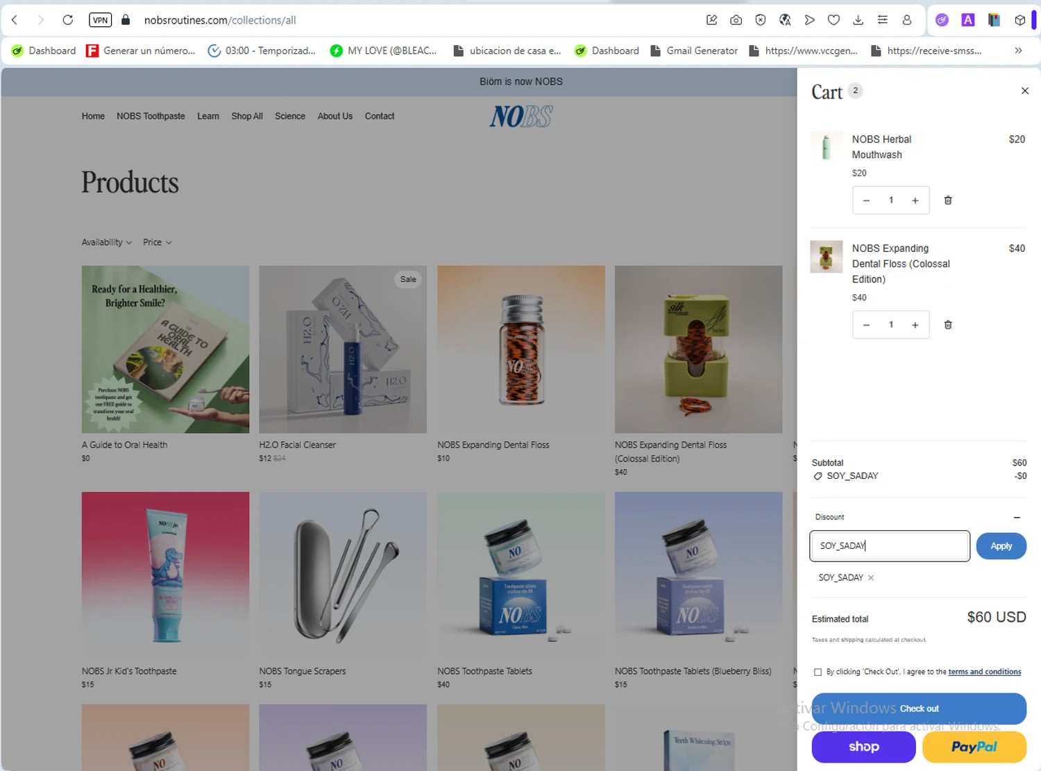 Biöm promo code screenshot showing code SOY_SADAY applied at Biöm checkout page. Uploaded by SimplyCodes community member ScanSaver5253 on Dec 28, 2025