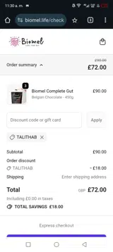 TALITHAB coupon verification screenshot