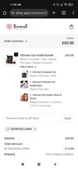 GEORGIECLARKE coupon verification screenshot