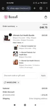 MADELEINE coupon verification screenshot