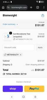 METAHEALTH coupon verification screenshot