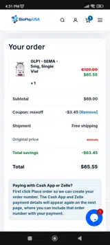 BioPep USA coupon verification screenshot