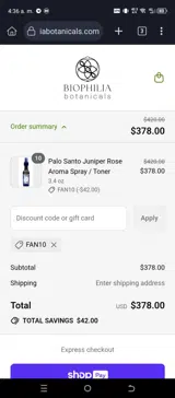 FAN10 coupon verification screenshot