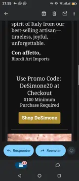 DeSimone20 coupon verification screenshot