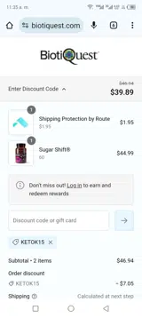 KETOK15 coupon verification screenshot