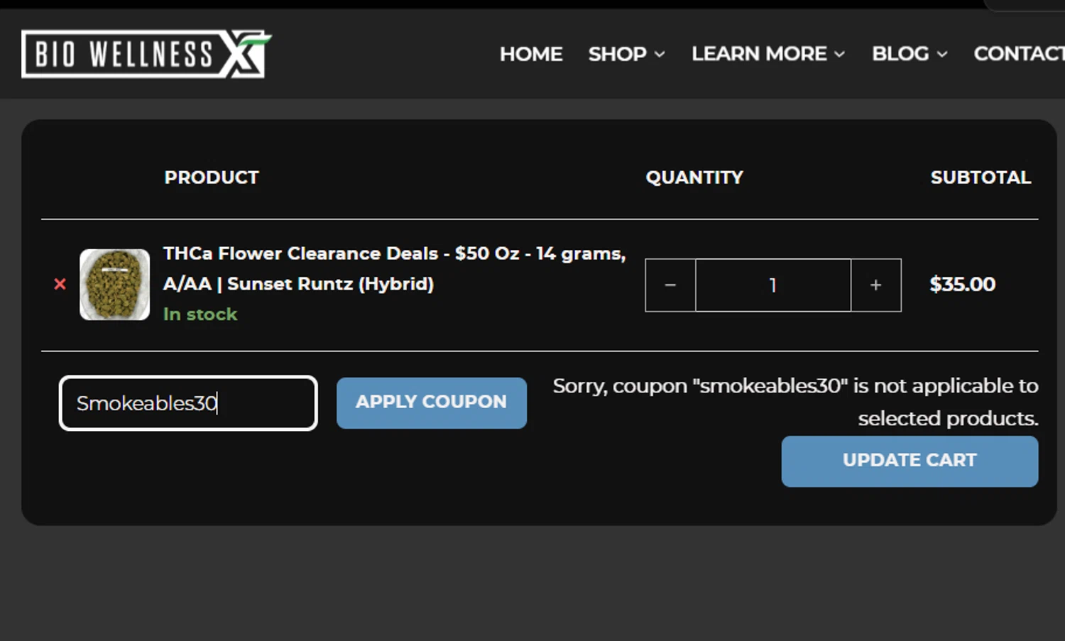 BiowellnessX checkout page showing BiowellnessX promo code box | Screenshot taken by SimplyCodes community member on Nov 8, 2025
