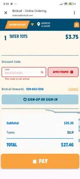 BACK2SCHOOL coupon verification screenshot