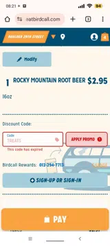TREATS coupon verification screenshot