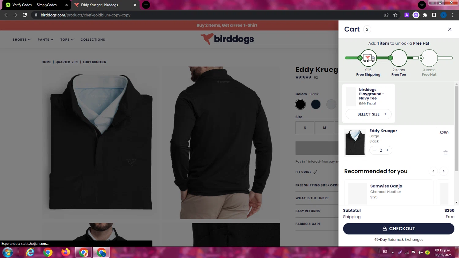 Birddogs discount code screenshot showing code LEMON applied at Birddogs checkout page. Uploaded by SimplyCodes community member ExtraordinaryPhoenix9295 on May 9, 2025