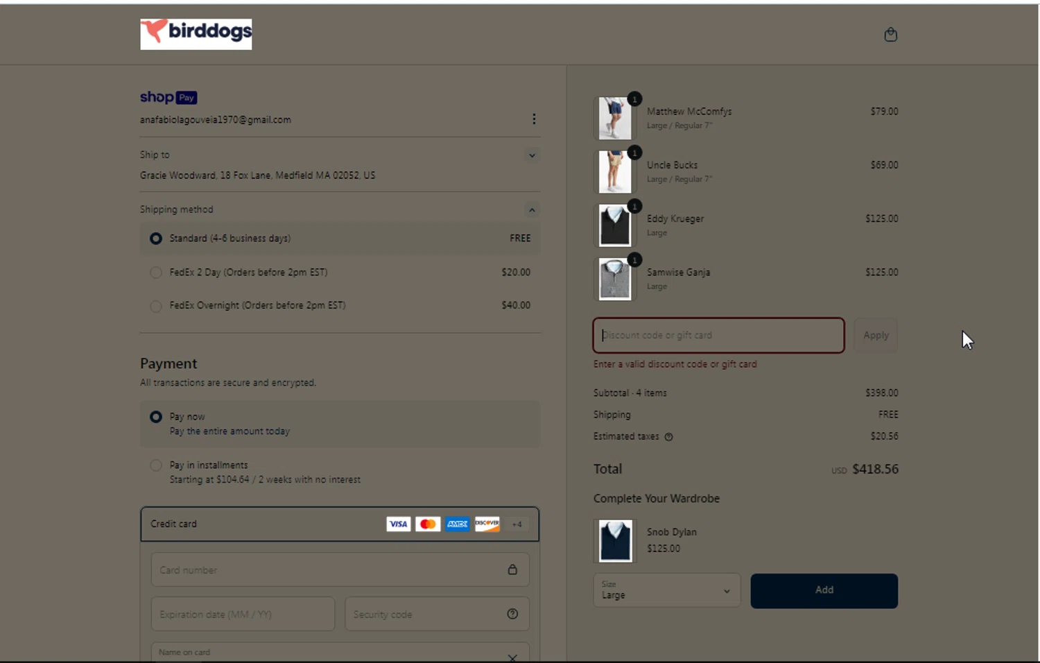 Birddogs discount code screenshot showing code SOMEWHERE applied at Birddogs checkout page. Uploaded by SimplyCodes community member IFeelGood3 on May 2, 2025