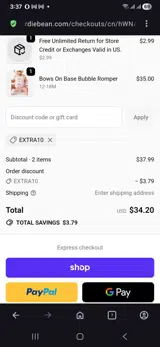 Birdie Bean coupon verification screenshot