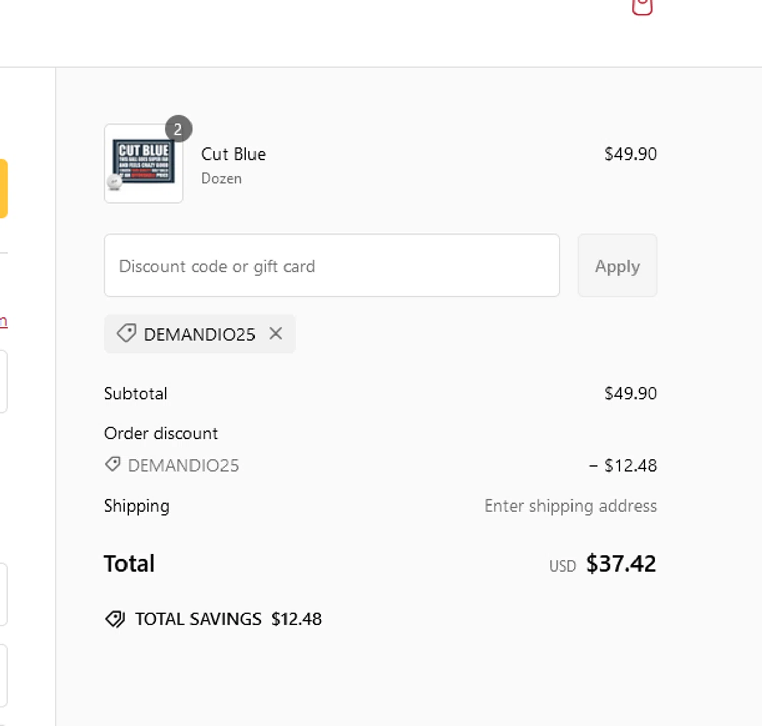 Birdie Town discount code screenshot showing code DEMANDIO25 applied at Birdie Town checkout page. Uploaded by SimplyCodes community member goldhooh on Feb 5, 2025