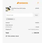 BIRDKISS8 coupon verification screenshot