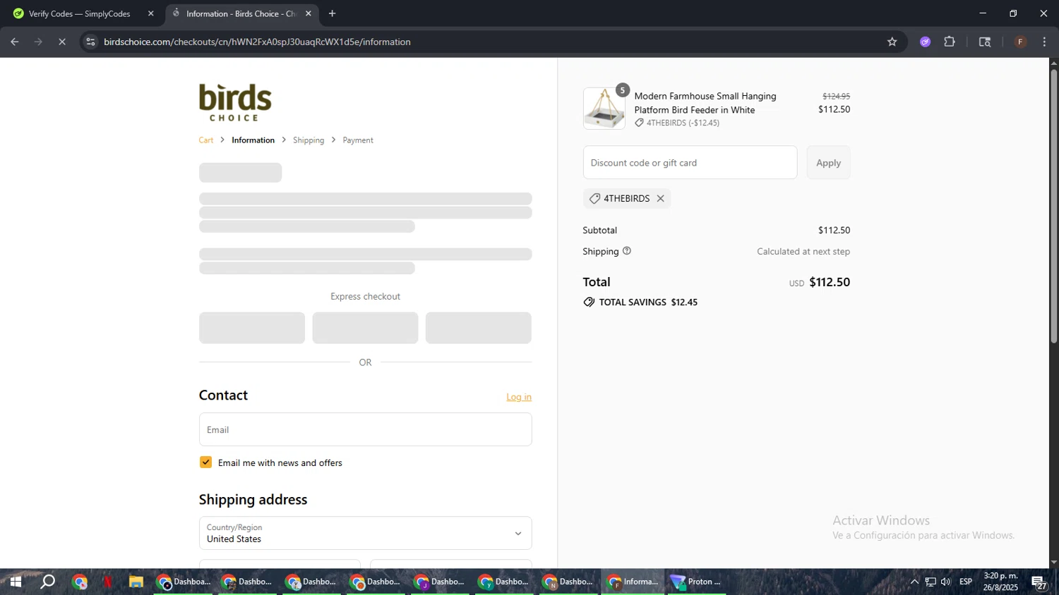 Birds Choice discount code screenshot showing code 4THEBIRDS applied at Birds Choice checkout page. Uploaded by SimplyCodes community member ExtraordinaryHunter3076 on Aug 26, 2025