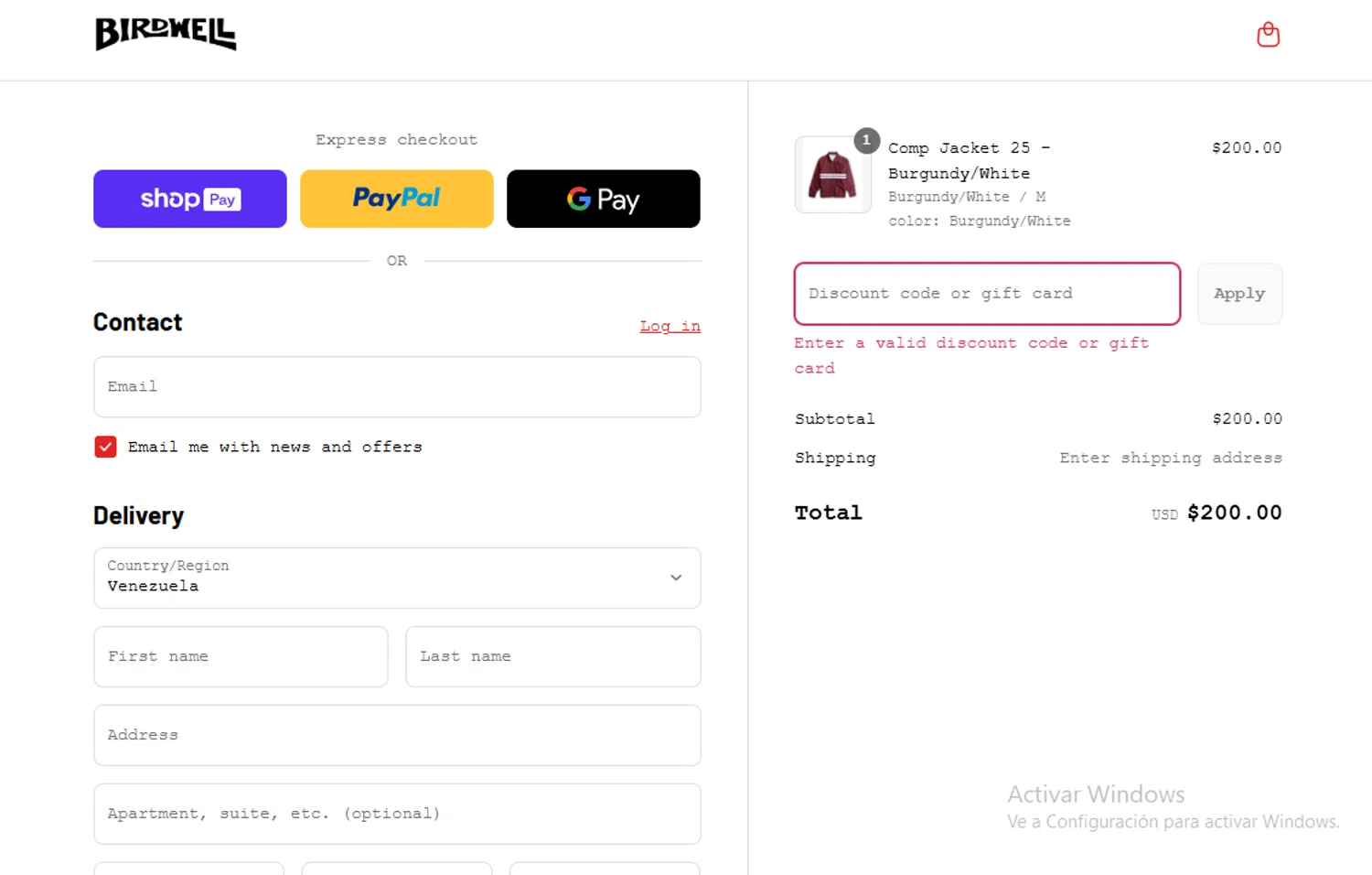 Birdwell Beach Britches promo code screenshot showing code HOA25 applied at Birdwell Beach Britches checkout page. Uploaded by SimplyCodes community member Gary_23 on Aug 17, 2025