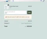 JULY coupon verification screenshot