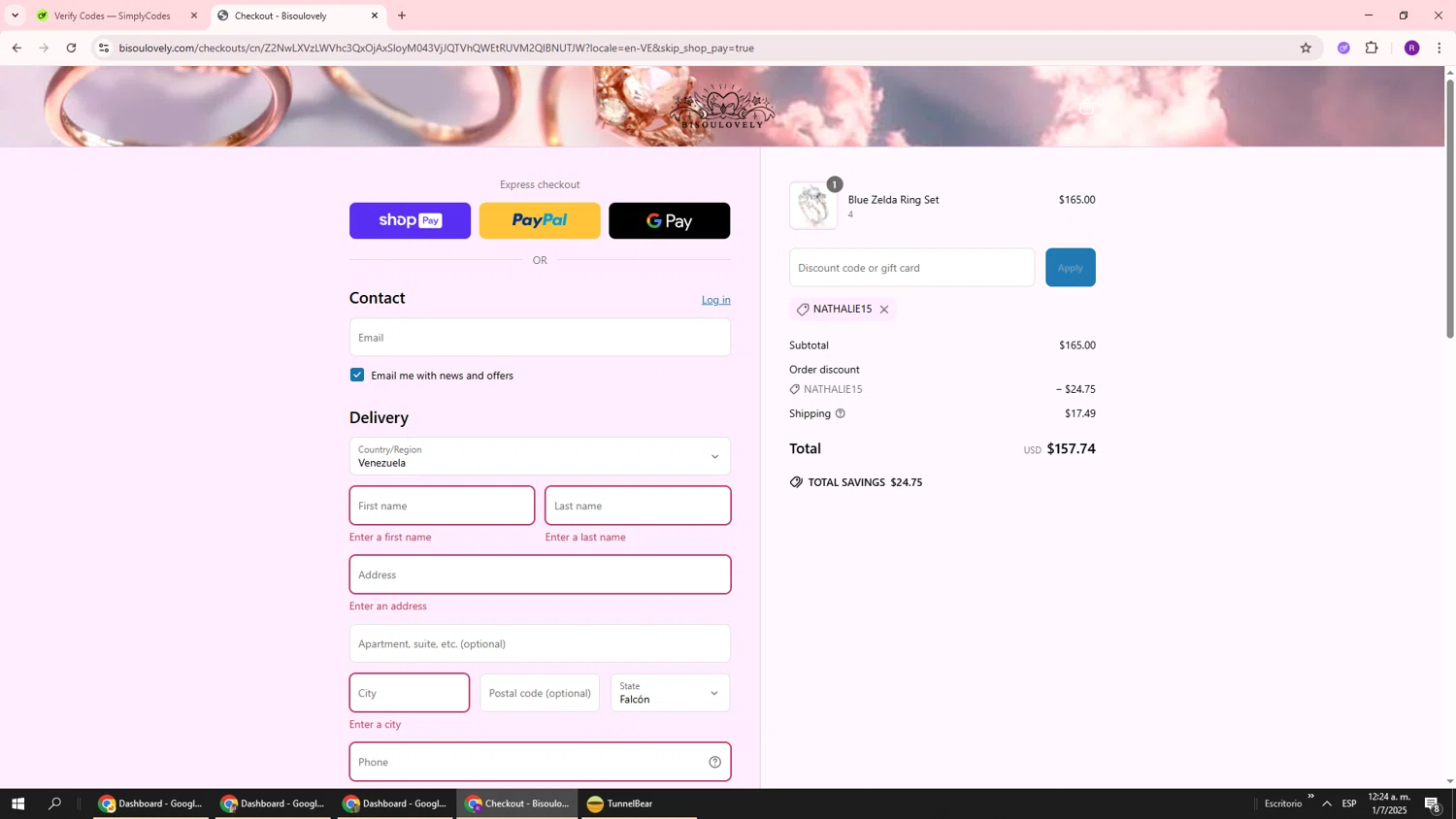 BISOULOVELY discount code screenshot showing code NATHALIE15 applied at BISOULOVELY checkout page. Uploaded by SimplyCodes community member ukemochi on Jul 1, 2025
