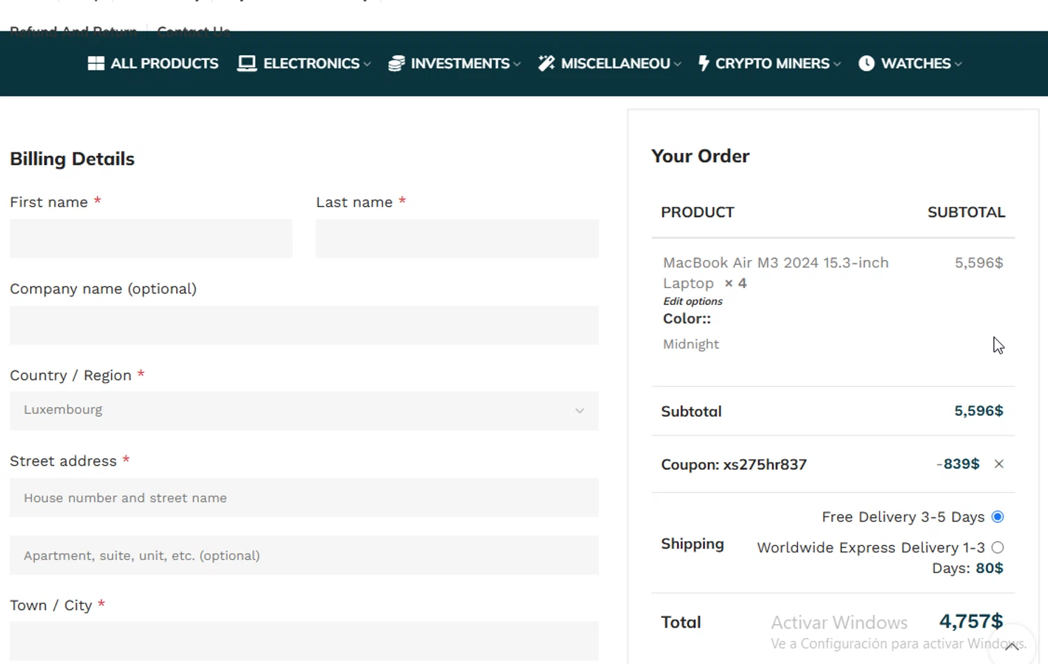 Bitcrypto Market promo code screenshot showing code XS275HR837 applied at Bitcrypto Market checkout page. Uploaded by SimplyCodes community member VictoriousElite9587 on Jun 13, 2025