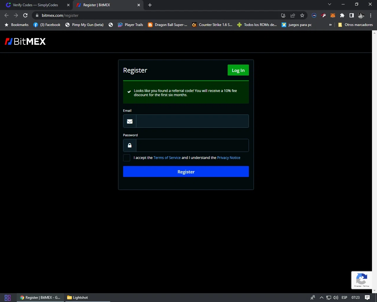 BitMEX checkout page showing BitMEX promo code box | Screenshot taken by SimplyCodes community member on Mar 29, 2022
