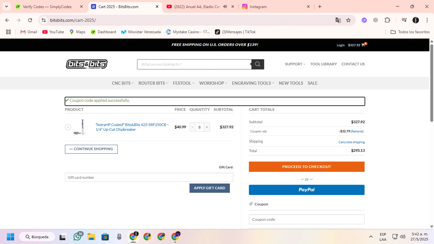 Bits & Bits Company promo code screenshot showing code SDC applied at Bits & Bits Company checkout page. Uploaded by SimplyCodes community member ChinoYugiXD on May 27, 2025