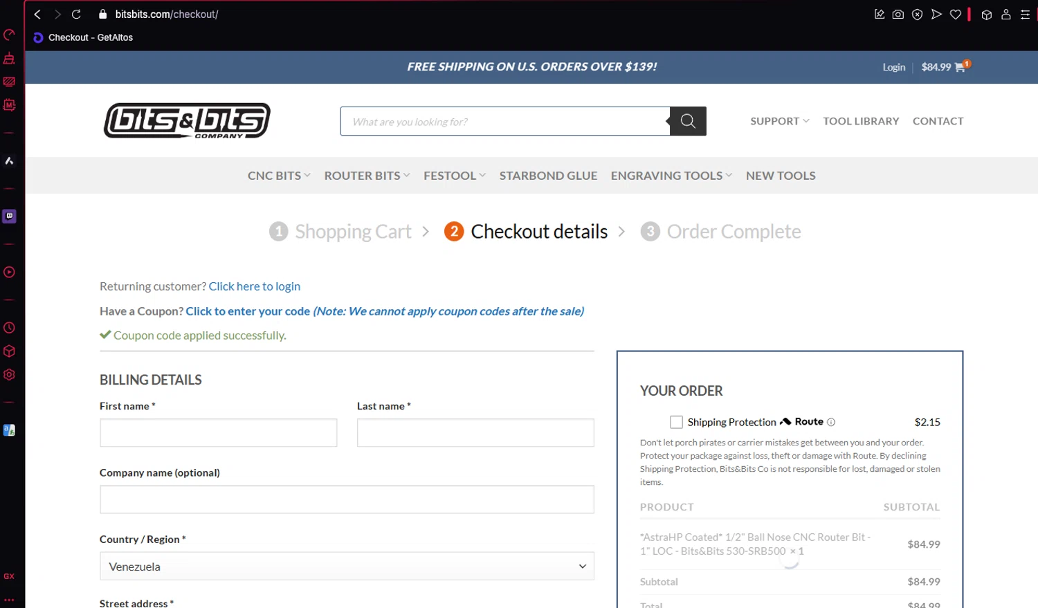 Bits & Bits Company promo code screenshot showing code WELCOME24 applied at Bits & Bits Company checkout page. Uploaded by SimplyCodes community member BitPay on Mar 24, 2025