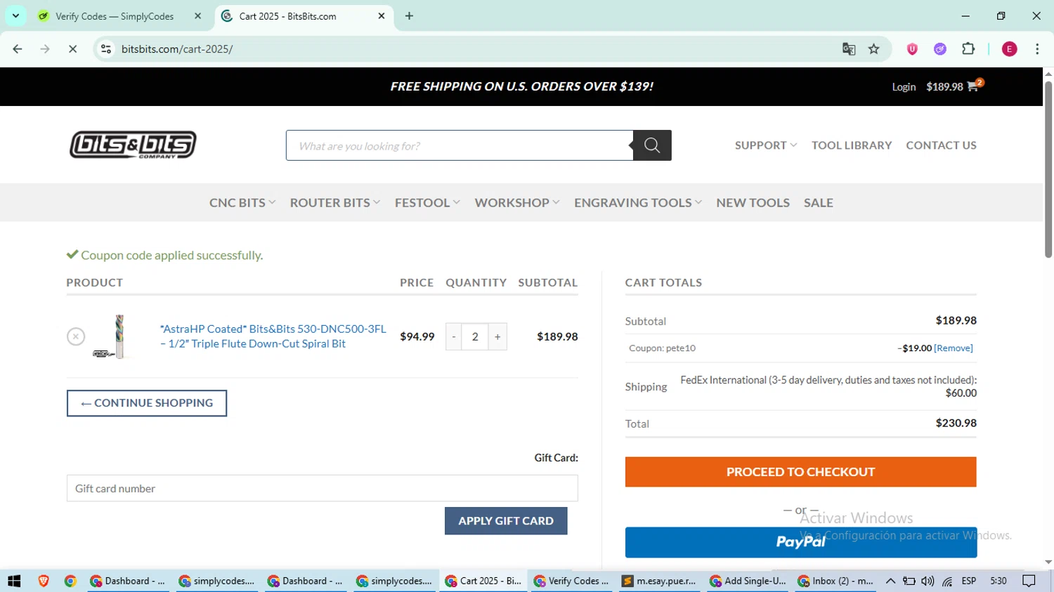 Bits & Bits Company promo code screenshot showing code Pete10 applied at Bits & Bits Company checkout page. Uploaded by SimplyCodes community member BrilliantWhiz4434 on Jun 10, 2025