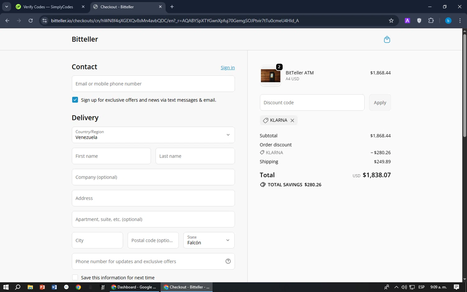 BitTeller checkout page showing BitTeller promo code box | Screenshot taken by SimplyCodes community member on Feb 11, 2026