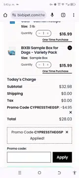 BIXBI coupon verification screenshot