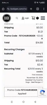 BIXBI coupon verification screenshot