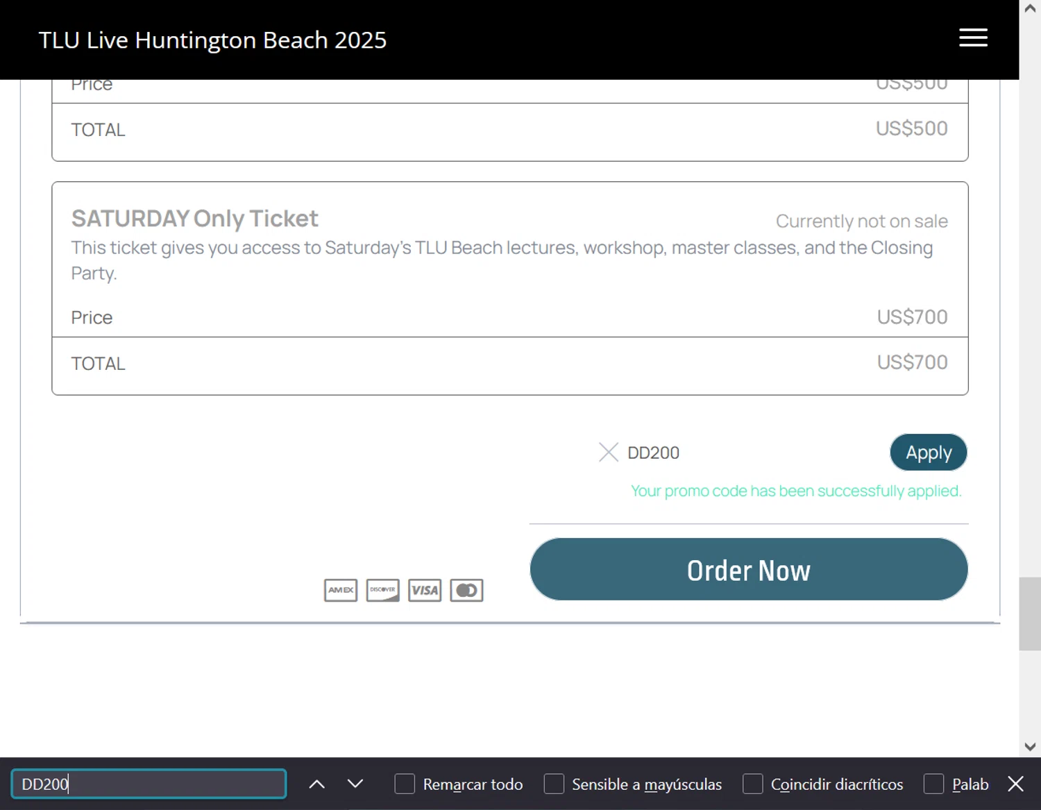 Bizzabo promo code screenshot showing code DD200 applied at Bizzabo checkout page. Uploaded by SimplyCodes community member ValiantLion5897 on Sep 14, 2025