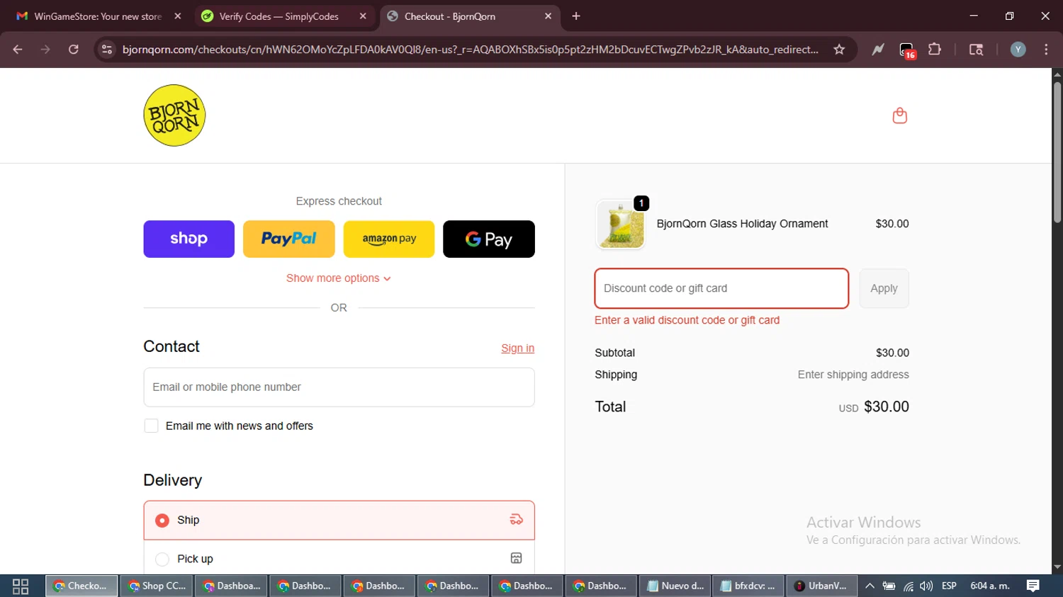 BjornQorn discount code screenshot showing code QORNFORTHEHOLIDAYS applied at BjornQorn checkout page. Uploaded by SimplyCodes community member MoneyTiger5162 on Dec 4, 2025