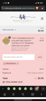 BkDesings5 coupon verification screenshot